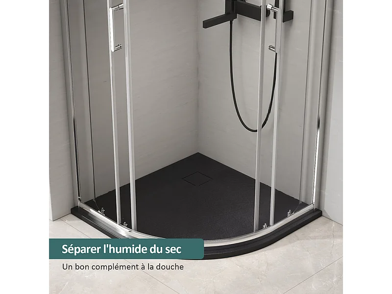 EMKE Receveur de douche Semi-circulaire Antidérapant SMC receveur de douche, Noir 80 x 80 cm