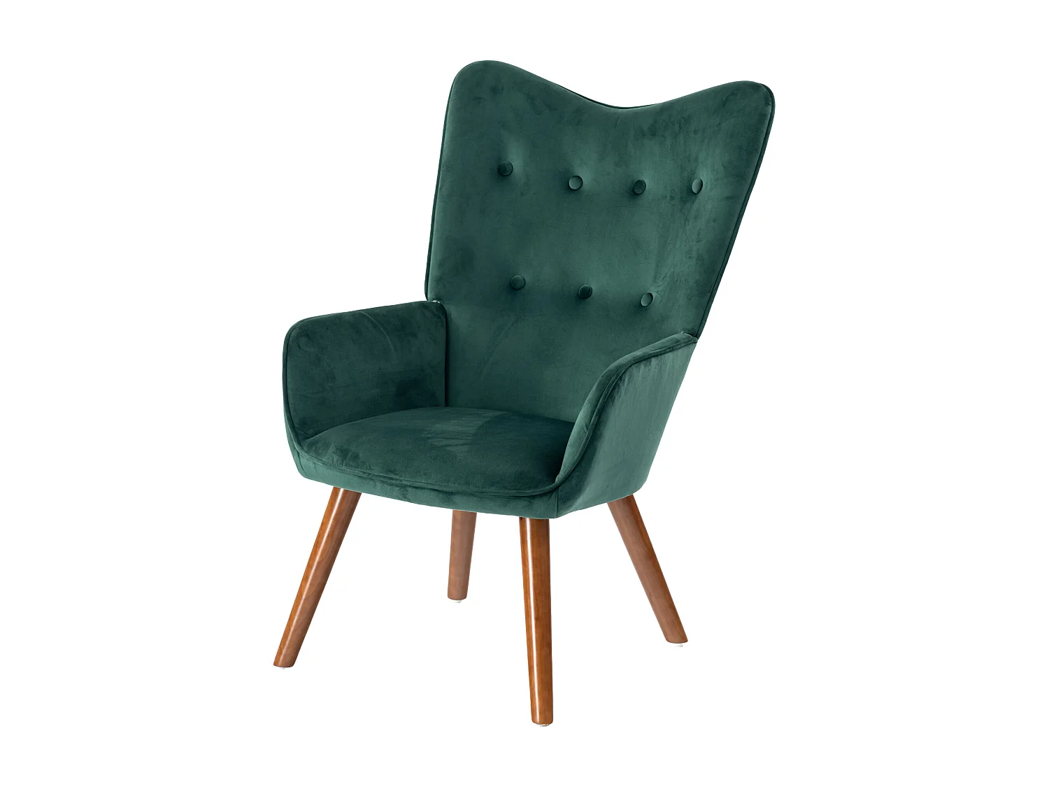 URBAN MEUBLE Fauteuil scandinave capitonné en velours vert KAS SMALL VELVET GREEN