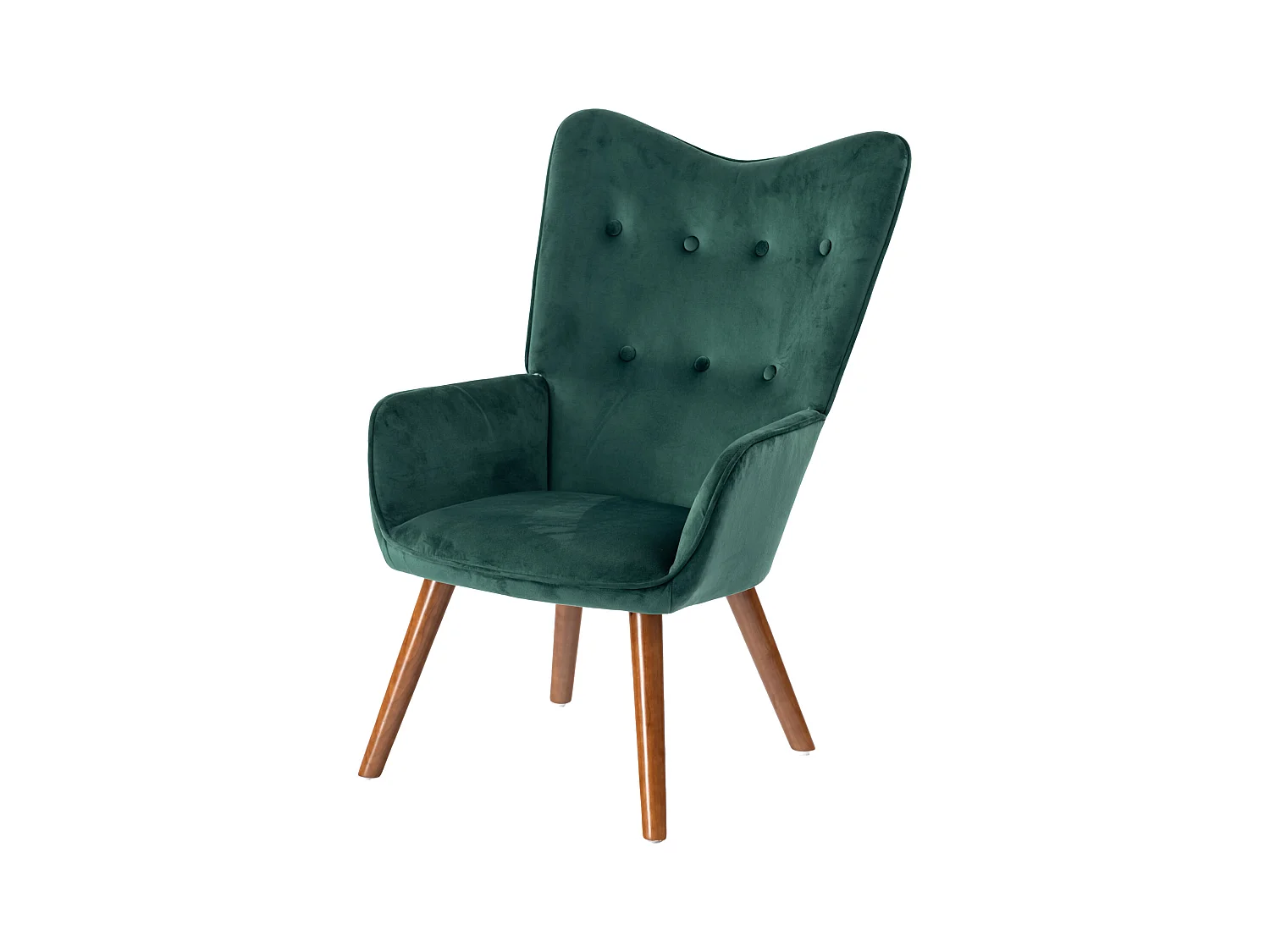 URBAN MEUBLE Fauteuil scandinave capitonné en velours vert KAS SMALL VELVET GREEN