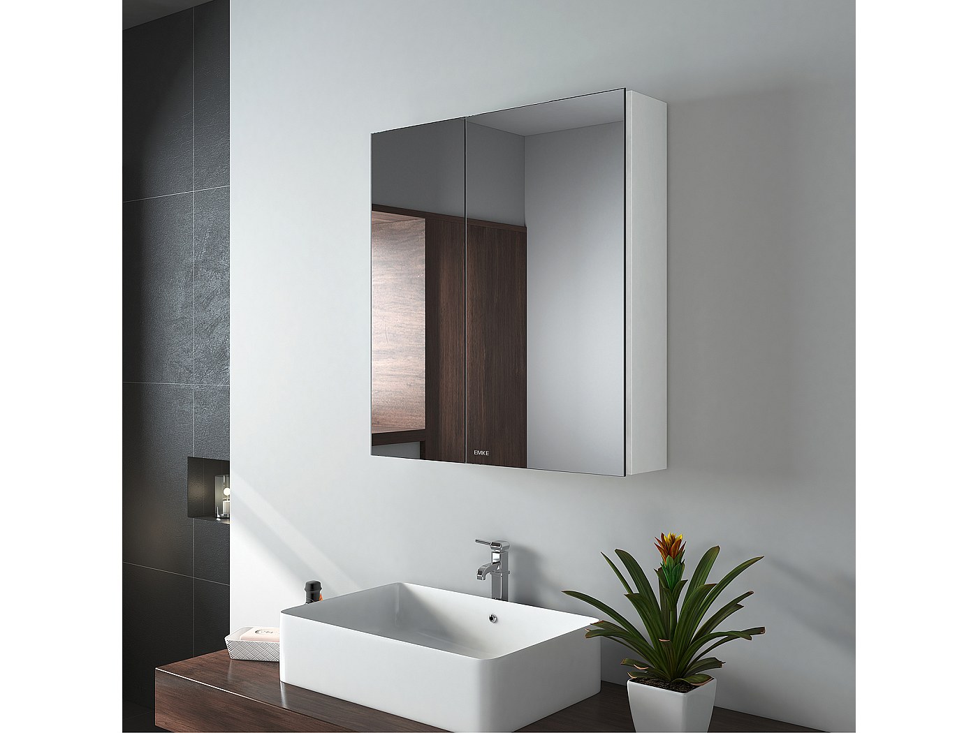 Armadietto Da Bagno Con Specchio - Dimensioni 41x15x56 Cm, In Alluminio, Moderno, Già Montato