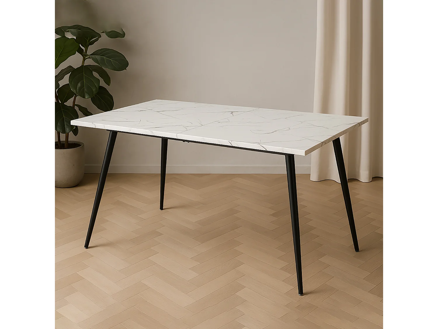 URBAN MEUBLE Table de salle à manger rectangulaire effet marbre blanc de style scandinave 120x75cm