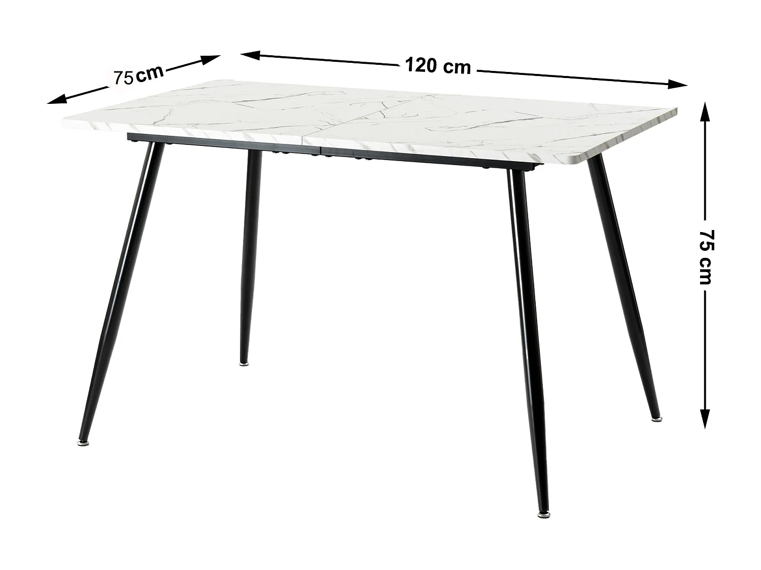 URBAN MEUBLE Table de salle à manger rectangulaire effet marbre blanc de style scandinave 120x75cm