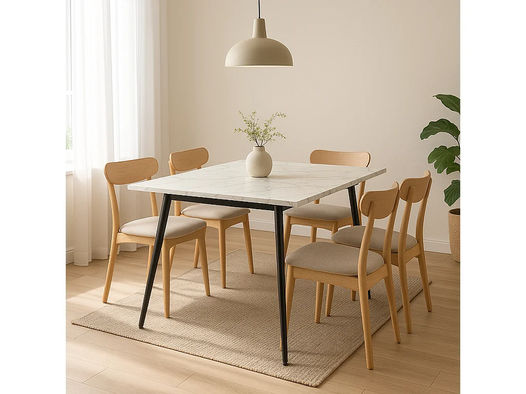 URBAN MEUBLE Table de salle à manger rectangulaire effet marbre blanc de style scandinave 120x75cm