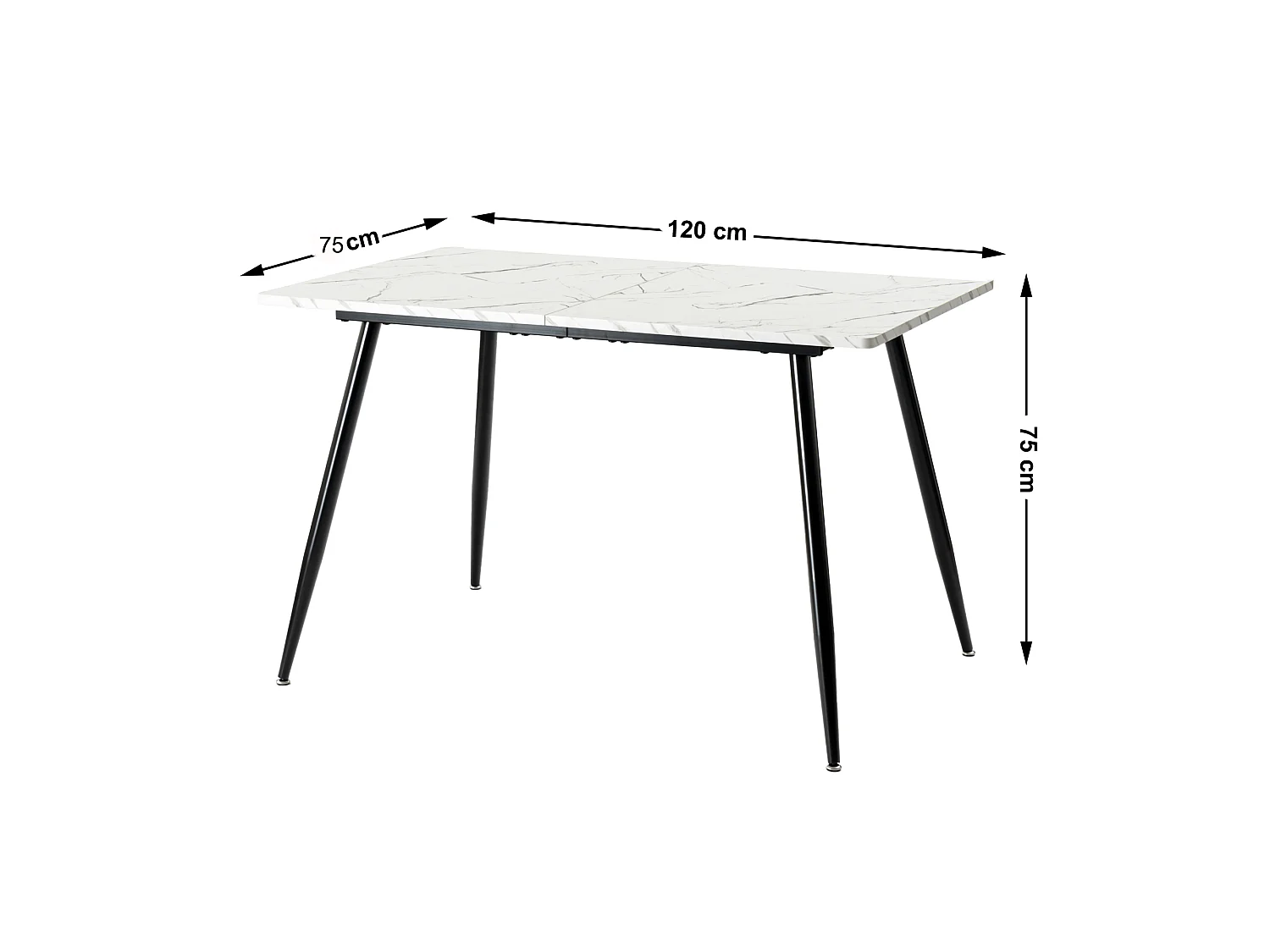 URBAN MEUBLE Table de salle à manger rectangulaire effet marbre blanc de style scandinave 120x75cm