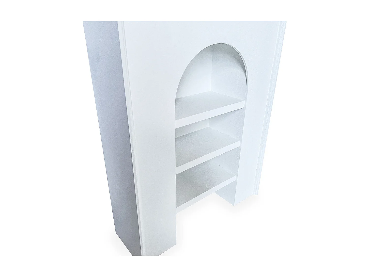 Meuble à étagères style naturel avec arche Vincia L60xH80cm Blanc texturé