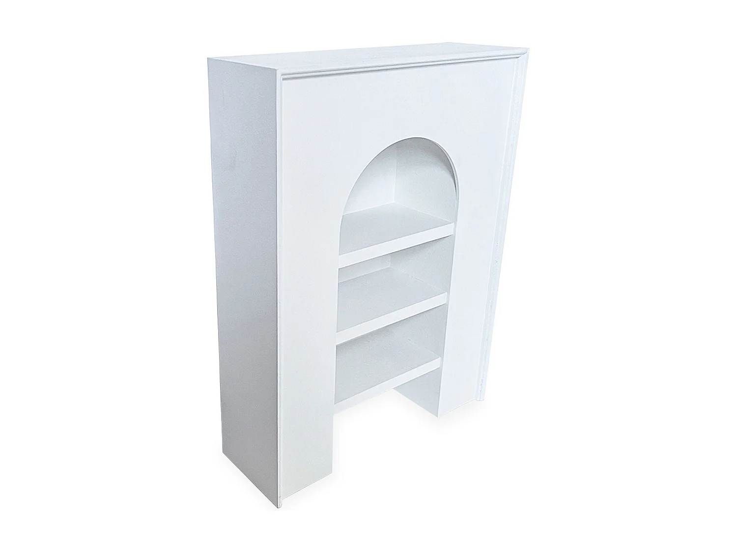 Meuble à étagères style naturel avec arche Vincia L60xH80cm Blanc texturé