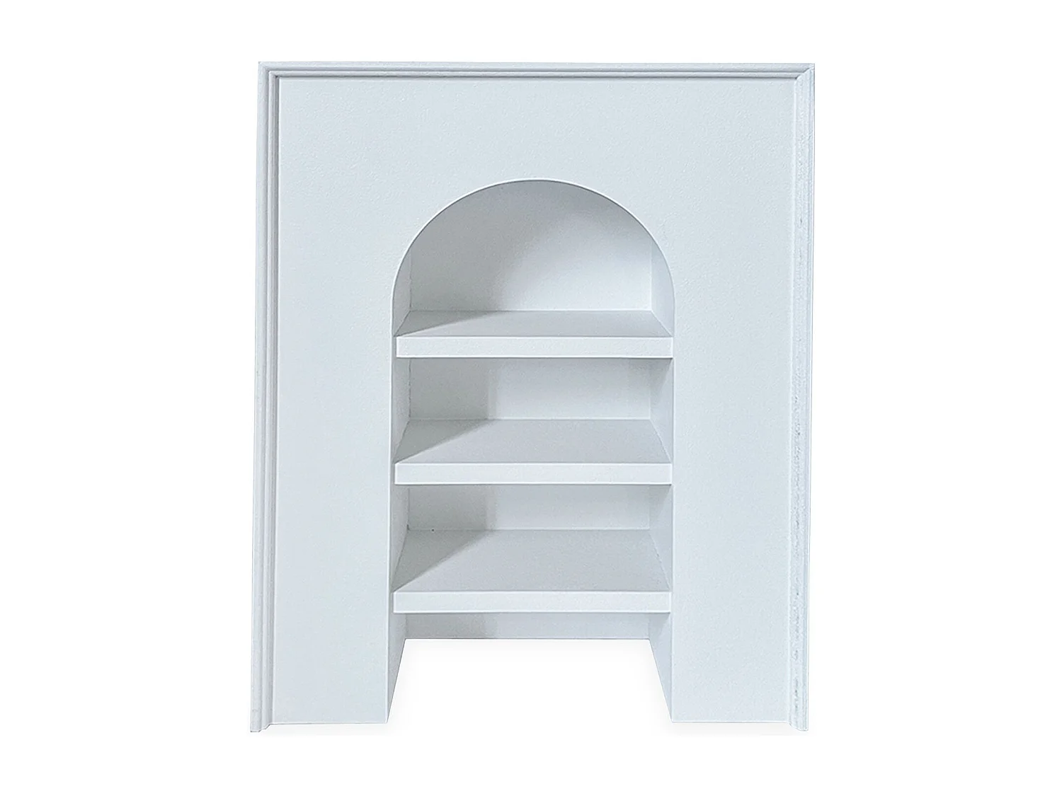 Meuble à étagères style naturel avec arche Vincia L60xH80cm Blanc texturé