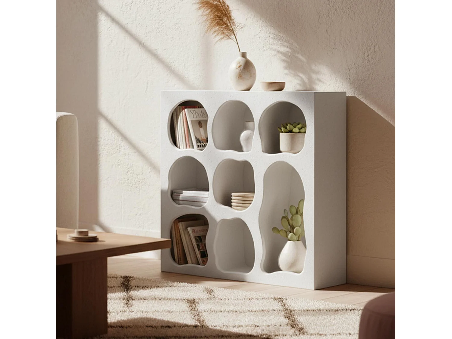 Meuble de rangement style naturel organique Salvador L58cm Blanc