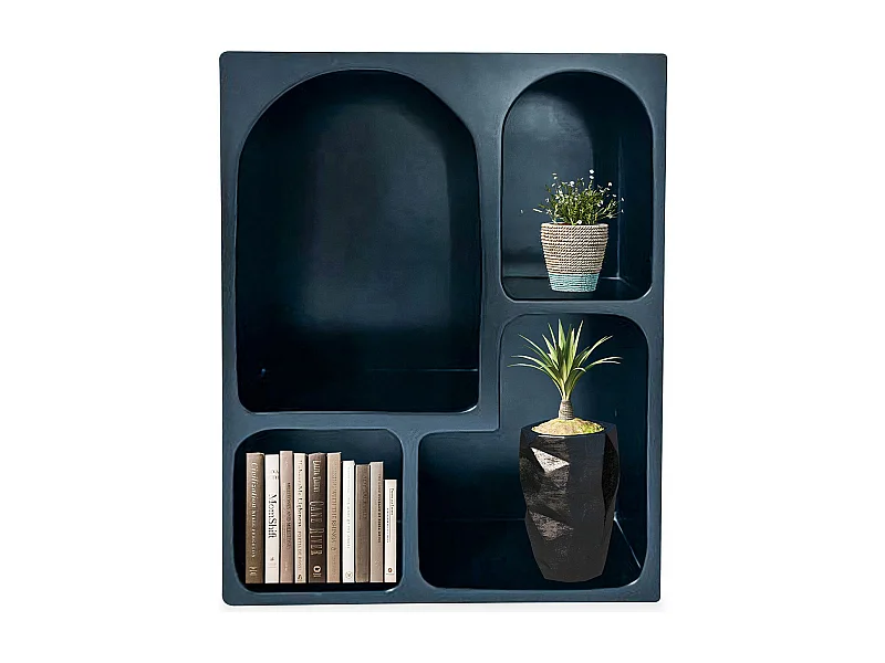 Meuble de rangement à étagères en arche Mojik L60cm Bois Noir