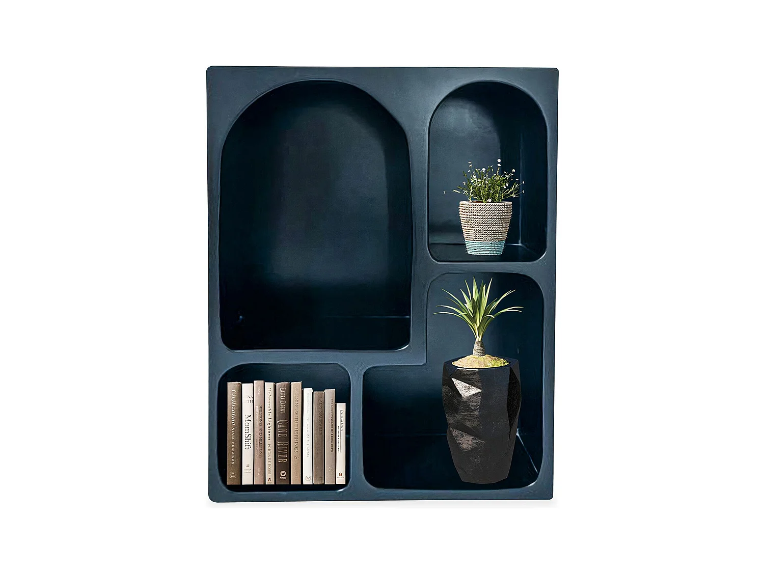 Meuble de rangement à étagères en arche Mojik L60cm Bois Noir