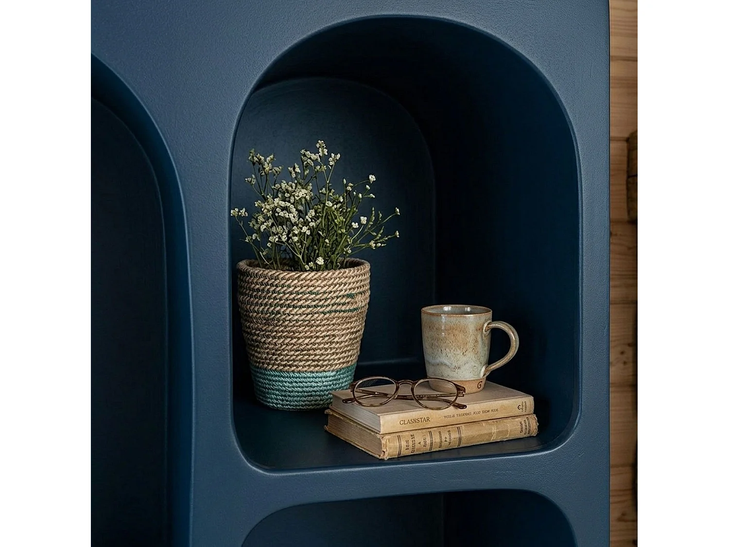 Meuble de rangement à étagères en arche Mojik L60cm Bois Noir