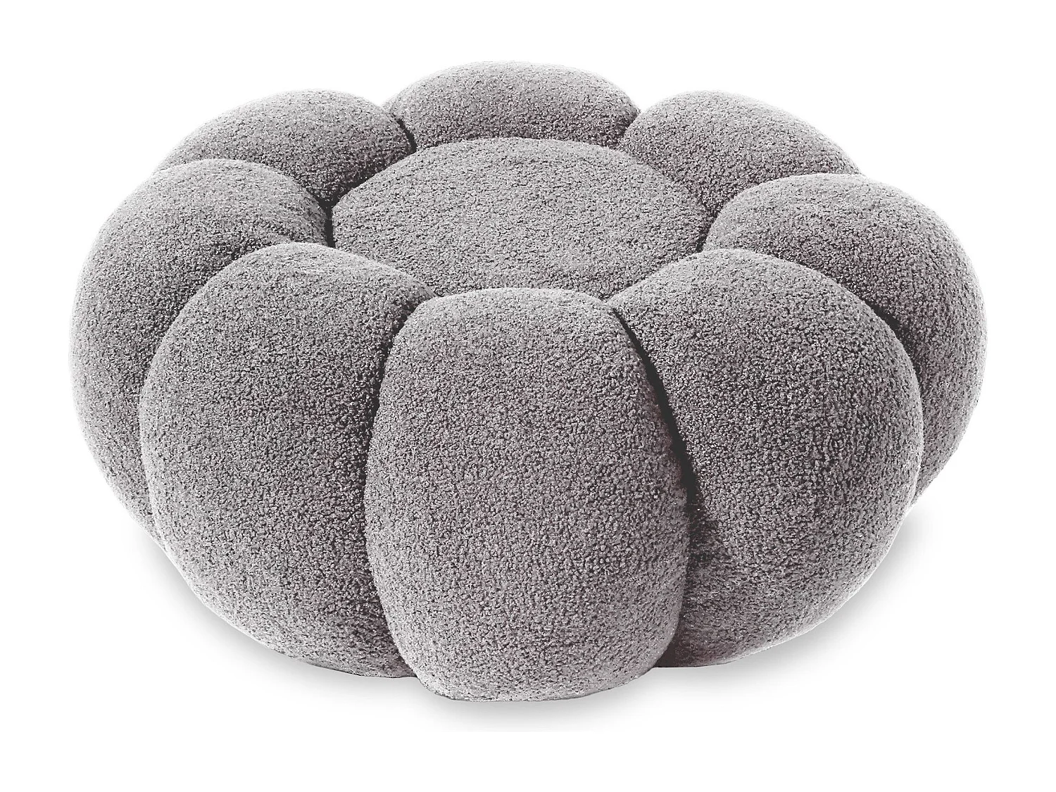 Design-Pouf Blume Arielina Bouclé-Stoff Grau - Traumhaftes Wohnzimmer