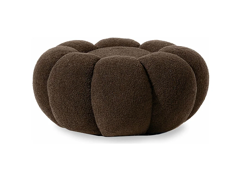 Pouf design fleur Arielina Tissu bouclette Marron