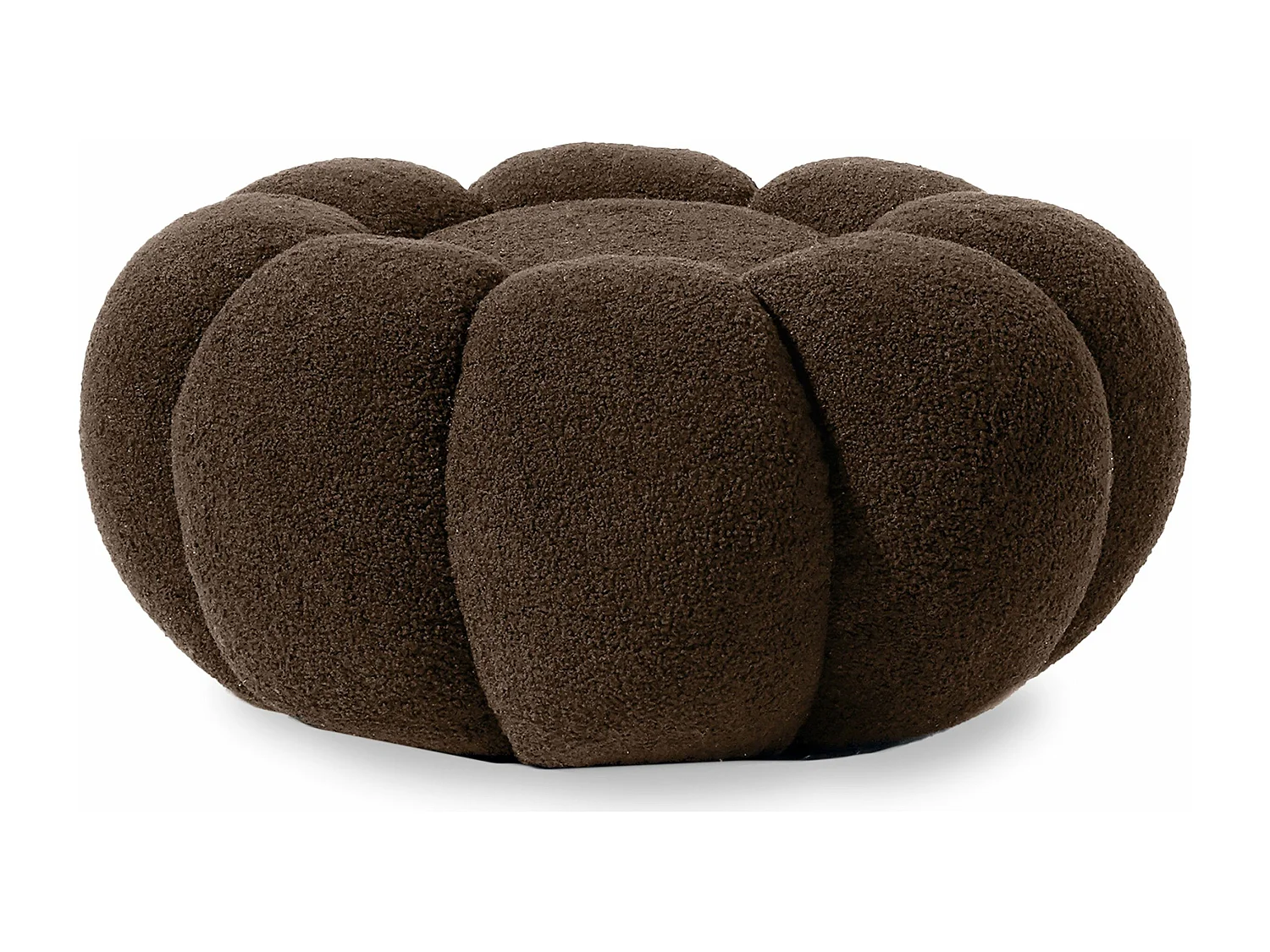 Pouf design fleur Arielina Tissu bouclette Marron