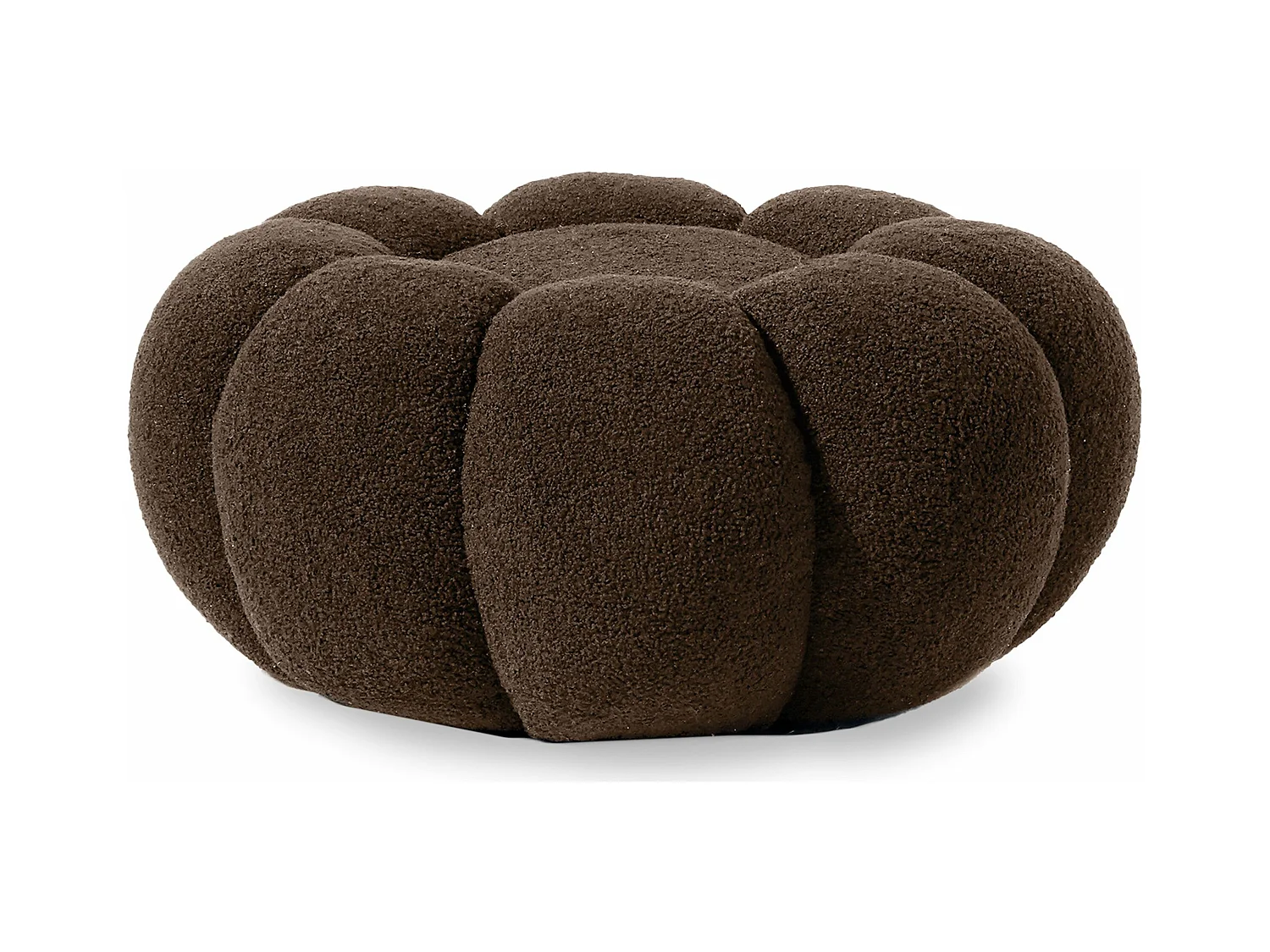 Pouf design fleur Arielina Tissu bouclette Marron