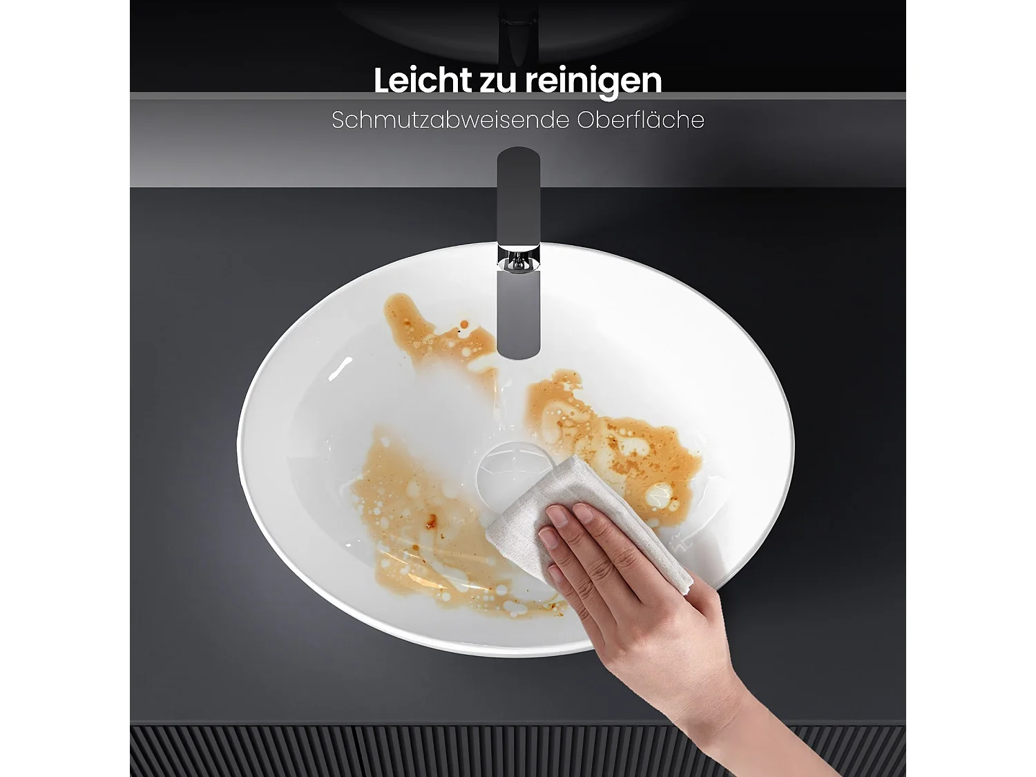 EMKE Vasque à Poser Ovale 520 x 395 x 130 mm, Lavabo de Salle de Bain en Céramique, Montage sur Comptoir, Blanc Brillant