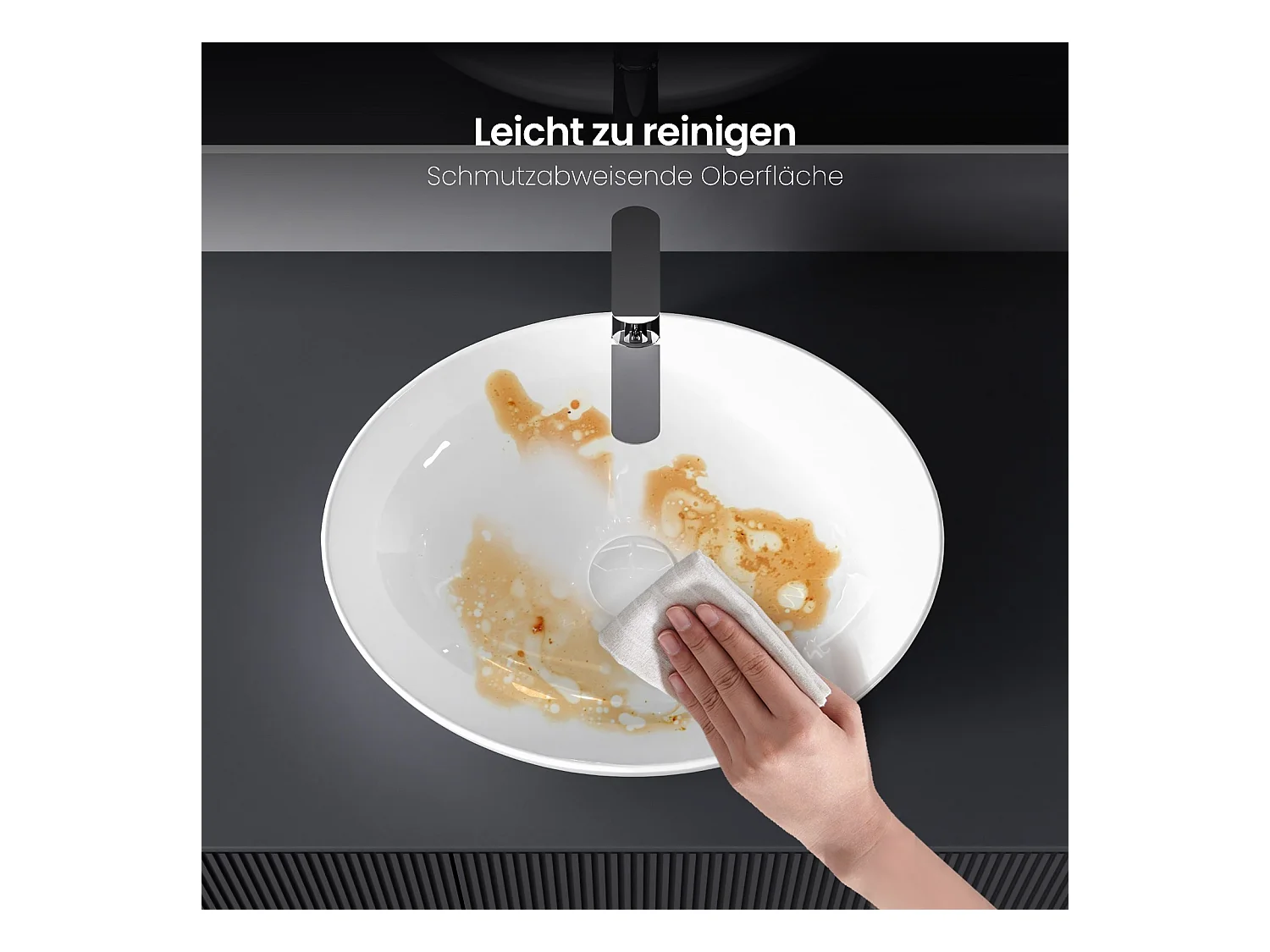 EMKE Vasque à Poser Ovale 520 x 395 x 130 mm, Lavabo de Salle de Bain en Céramique, Montage sur Comptoir, Blanc Brillant