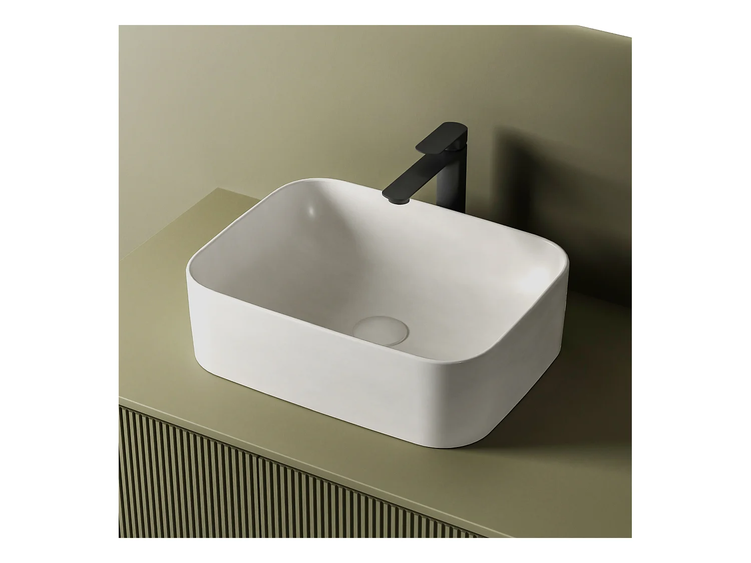 EMKE Opzetwastafel - Keramiek - Mat Wit - 50.5x38x15 cm - Badkamer Wasbak