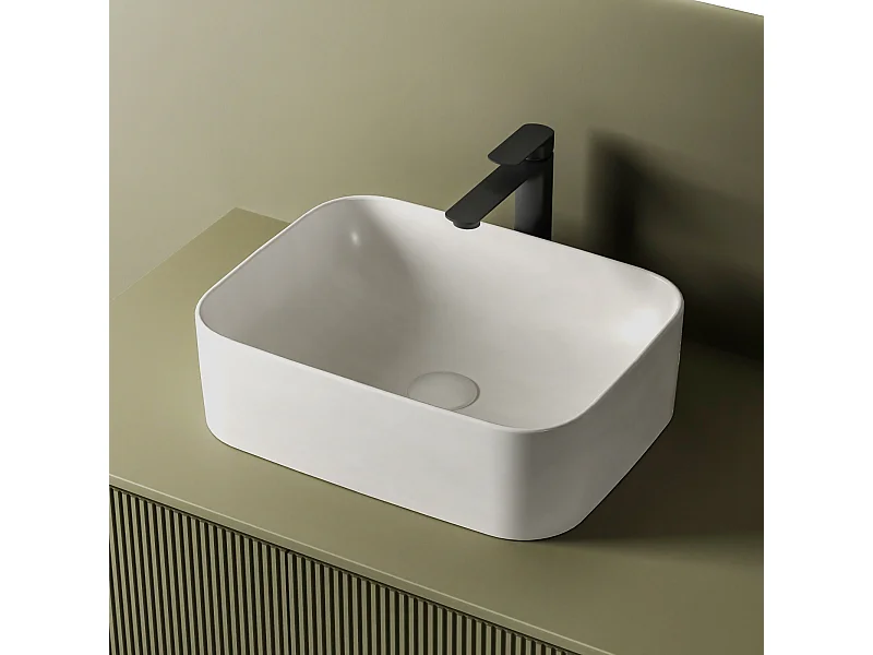 EMKE Opzetwastafel - Keramiek - Mat Wit - 50.5x38x15 cm - Badkamer Wasbak