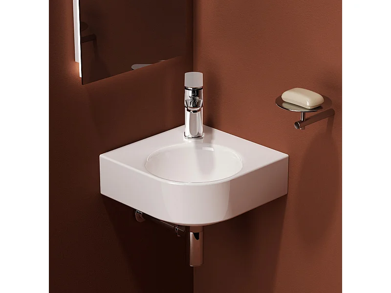 Wastafel Wandmontage Glanzend Wit 44x38,5x15,5 cm