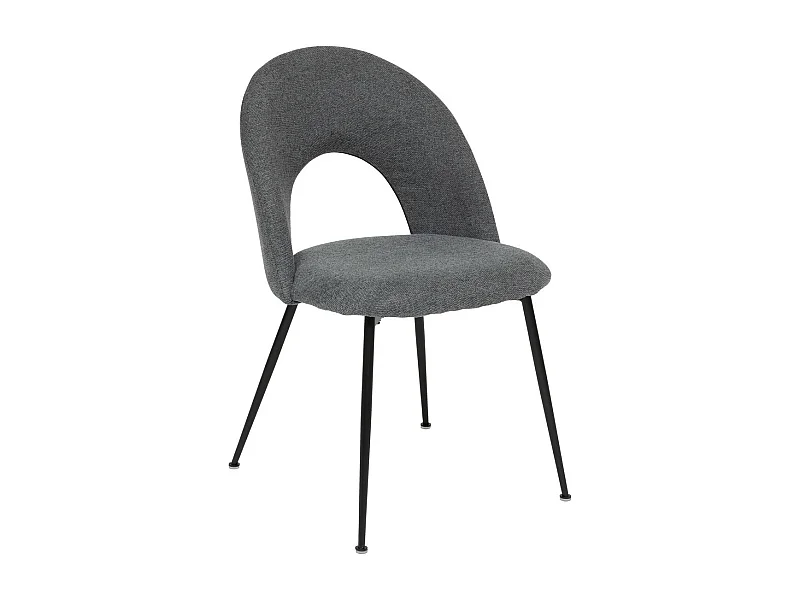 Chaise de table assise Gris chiné et pied en métal noir H 81 cm