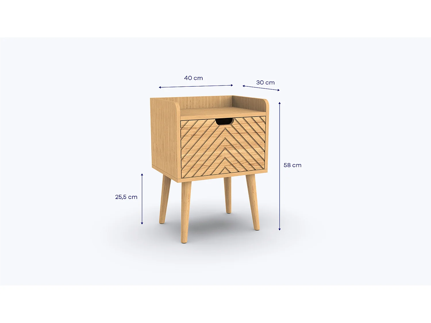 Table de chevet en bois Alba x 2