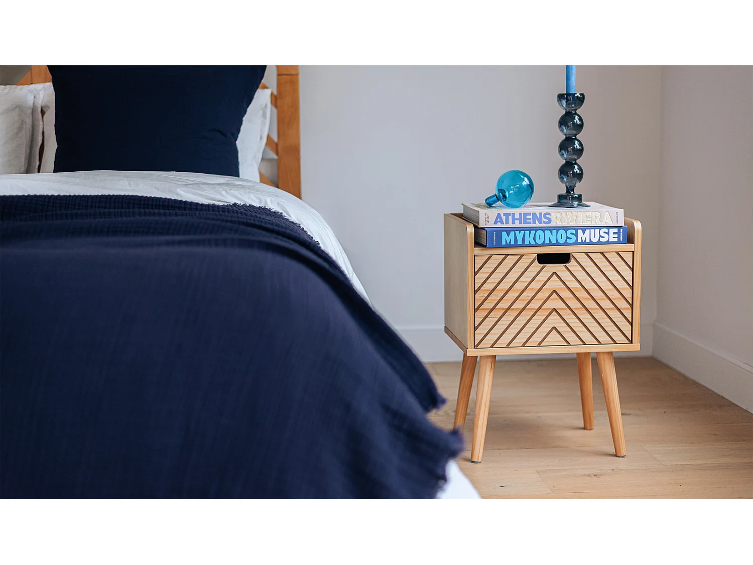 Table de chevet en bois Alba x 2