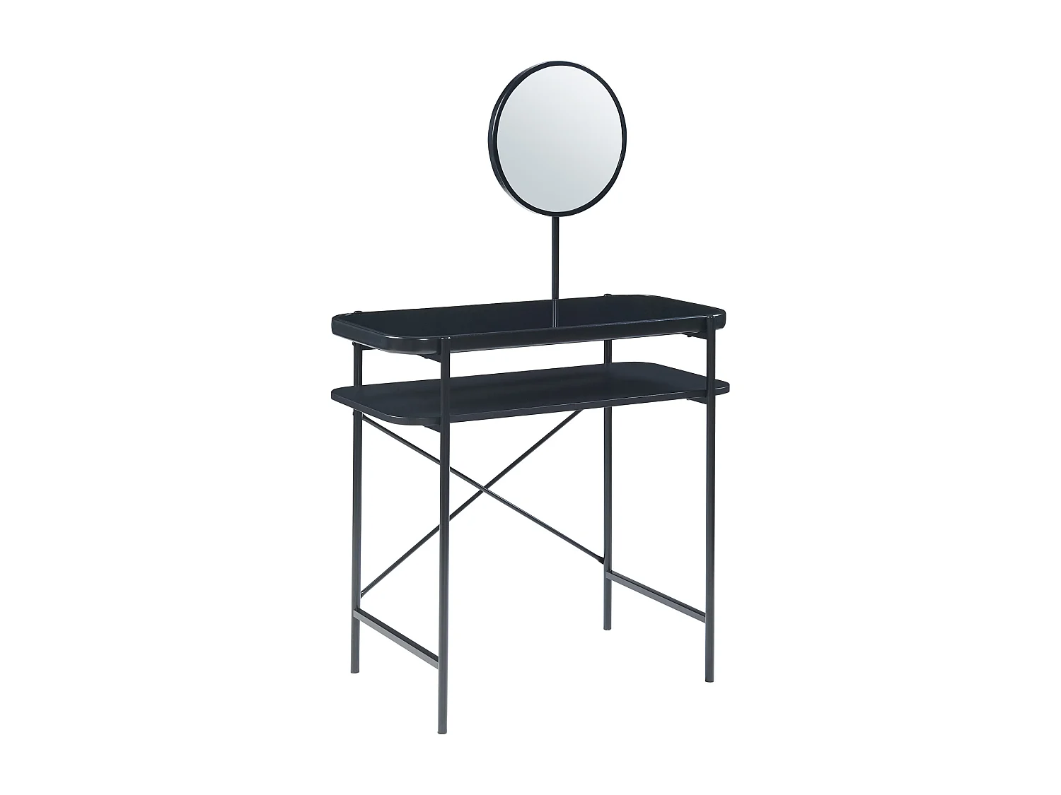 Coiffeuse Hjelmeland acier verre 129 x 80 x 44 cm noir [en.casa]