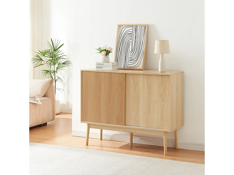 Buffet Landskrona 90 x 115 x 40 cm effet chêne [en.casa]