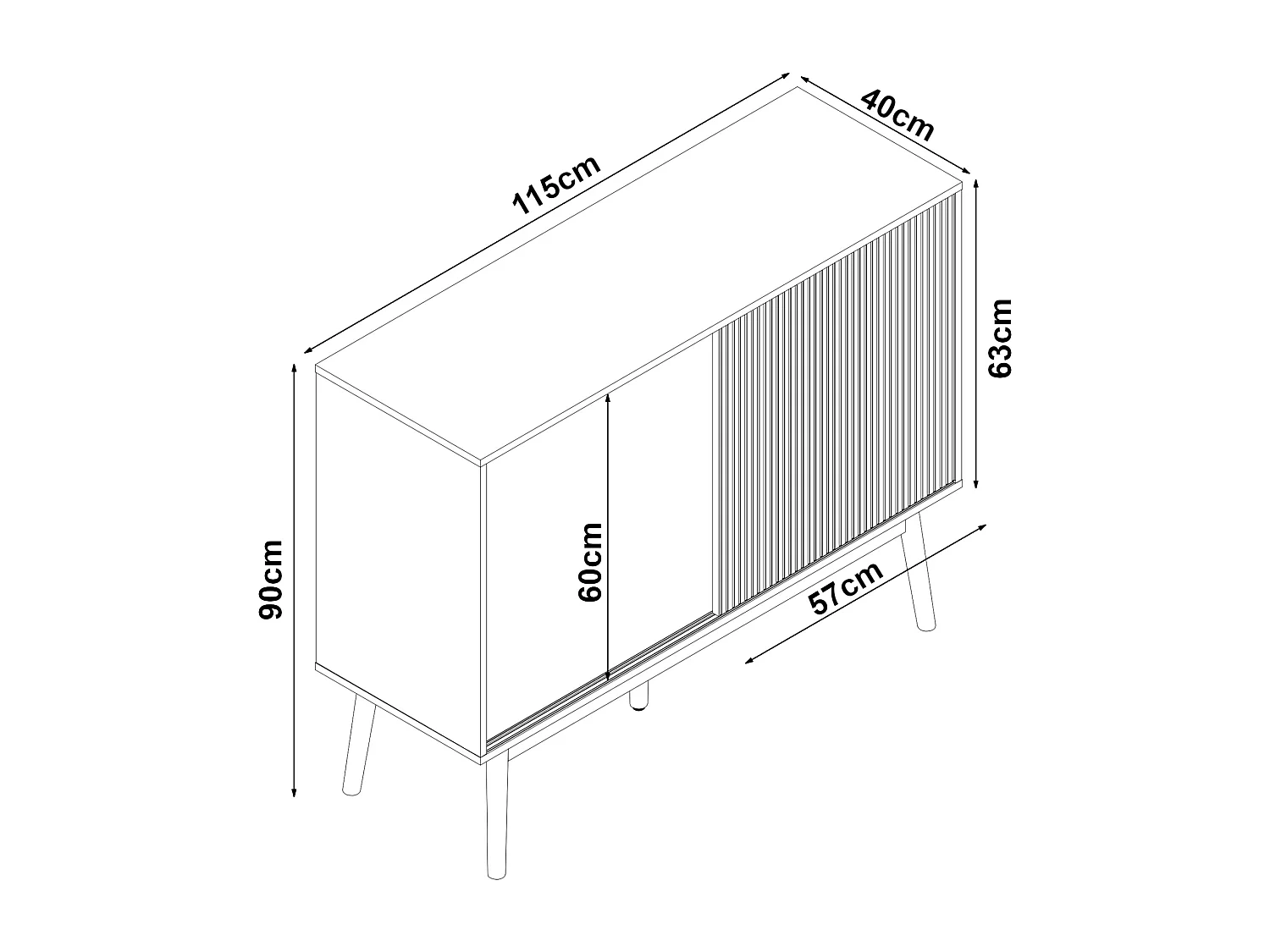 Buffet Landskrona 90 x 115 x 40 cm effet chêne [en.casa]