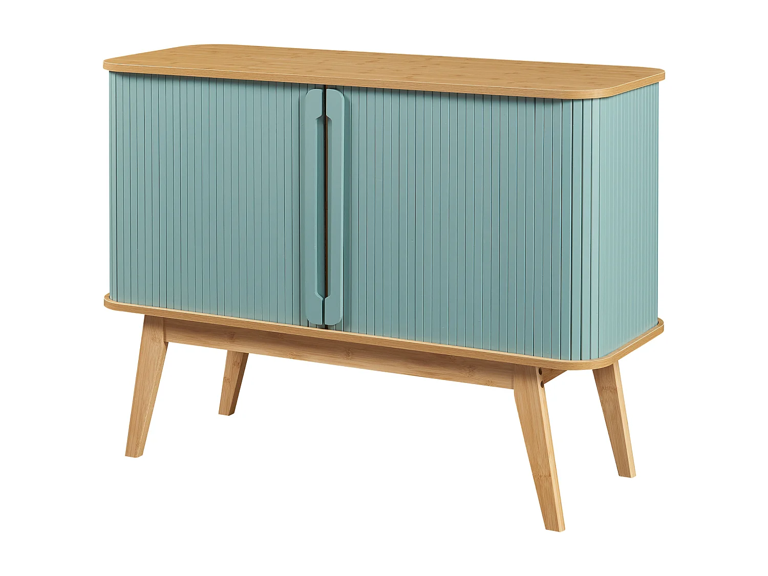 Buffet Tysvær bambou 110 x 40 x 80 cm naturel bleu [en.casa]
