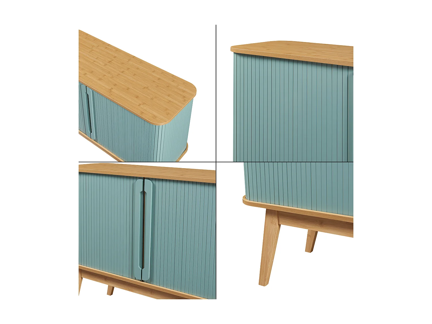Buffet Tysvær bambou 110 x 40 x 80 cm naturel bleu [en.casa]
