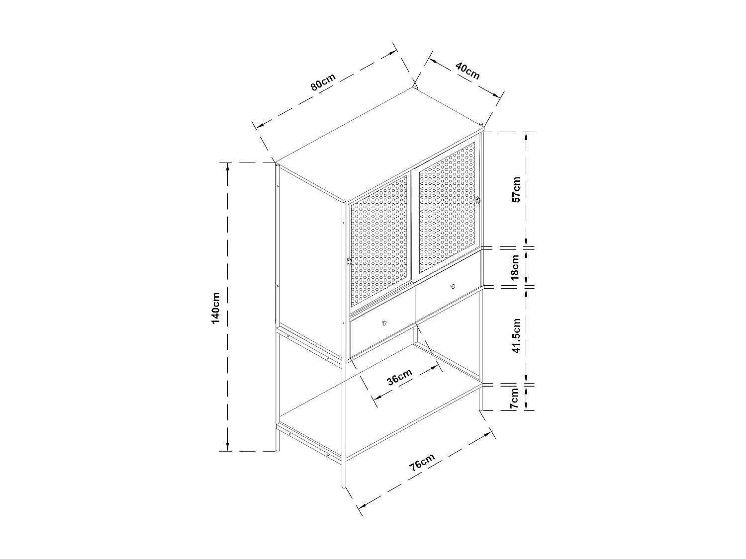 Buffet haut Tysnes 140 x 80 x 40 cm effet chêne noir [en.casa]