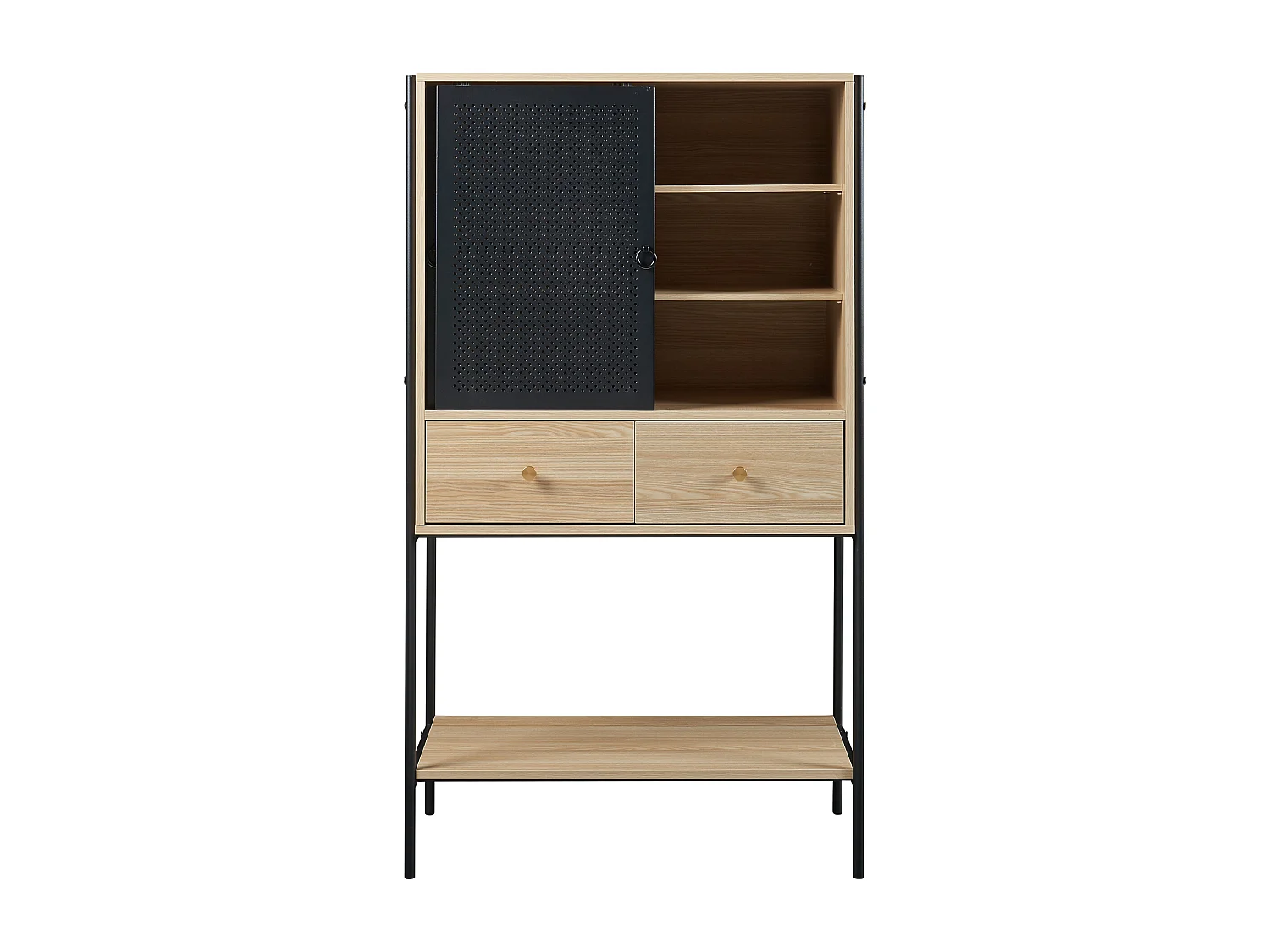 Buffet haut Tysnes 140 x 80 x 40 cm effet chêne noir [en.casa]