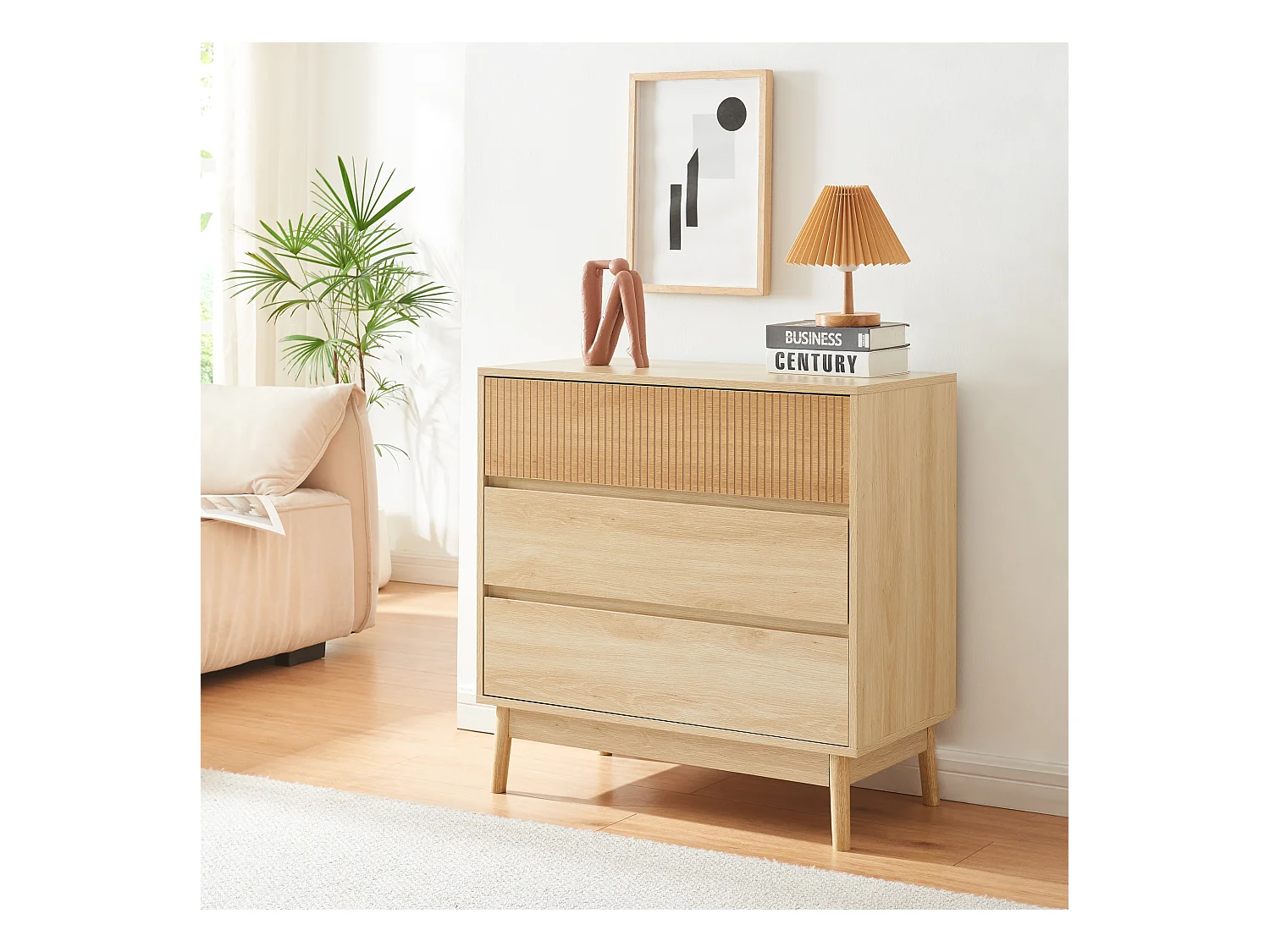 Commode Landskrona 80 x 80 x 40 cm effet chêne [en.casa]