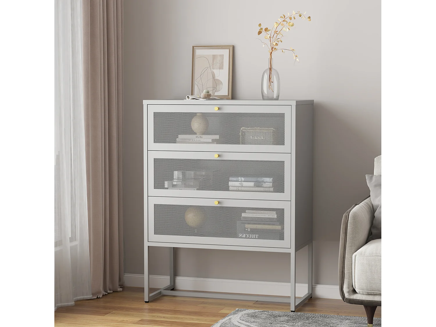 Commode Sund acier 105 x 80 x 40 cm gris [en.casa]