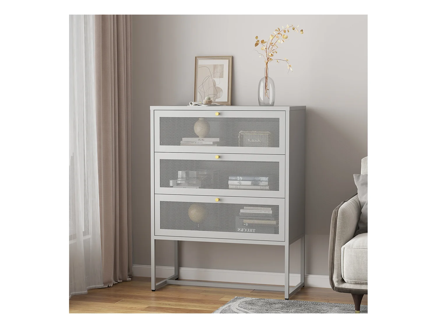 Commode Sund acier 105 x 80 x 40 cm gris [en.casa]