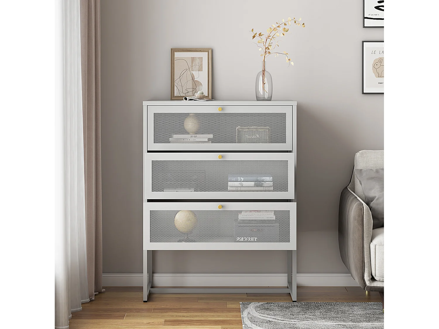 Commode Sund acier 105 x 80 x 40 cm gris [en.casa]