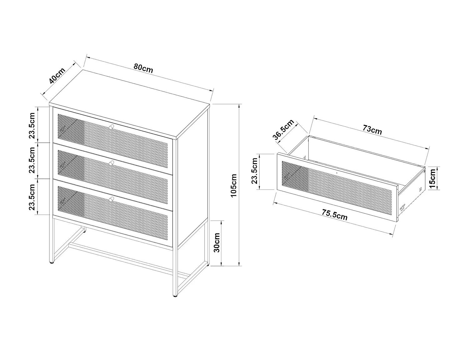 Commode Sund acier 105 x 80 x 40 cm gris [en.casa]