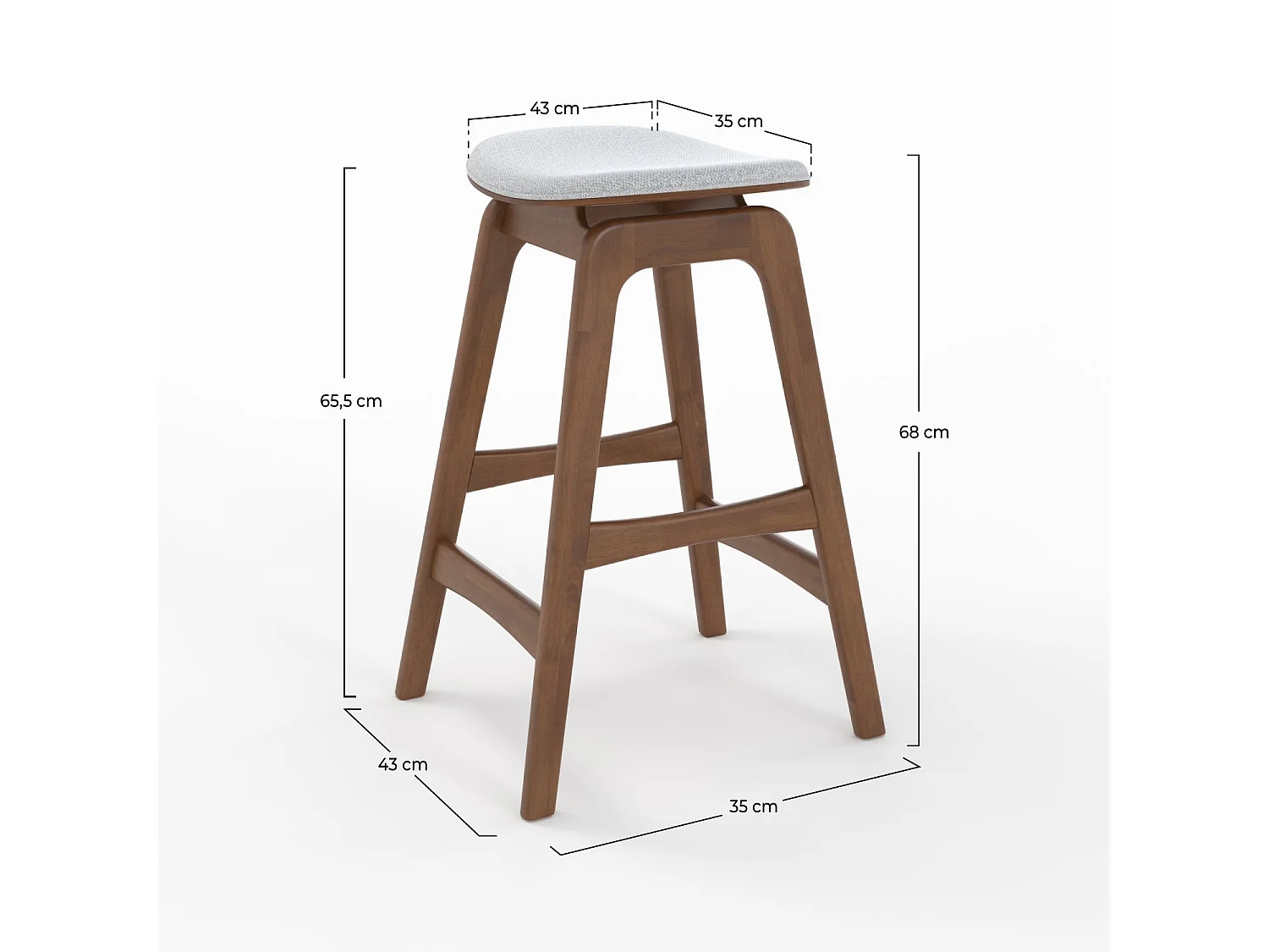 Set di 2 sgabelli per isola centrale 65,5 cm in legno e tessuto grigio - Jude