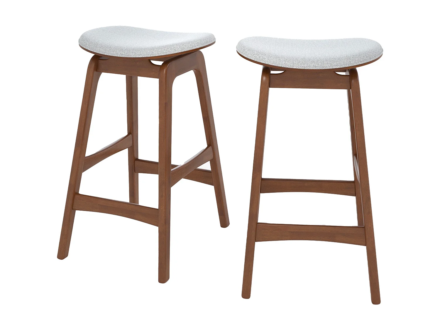 Set de 2 taburetes para isla central en madera y tela gris 65,5 cm - Jude