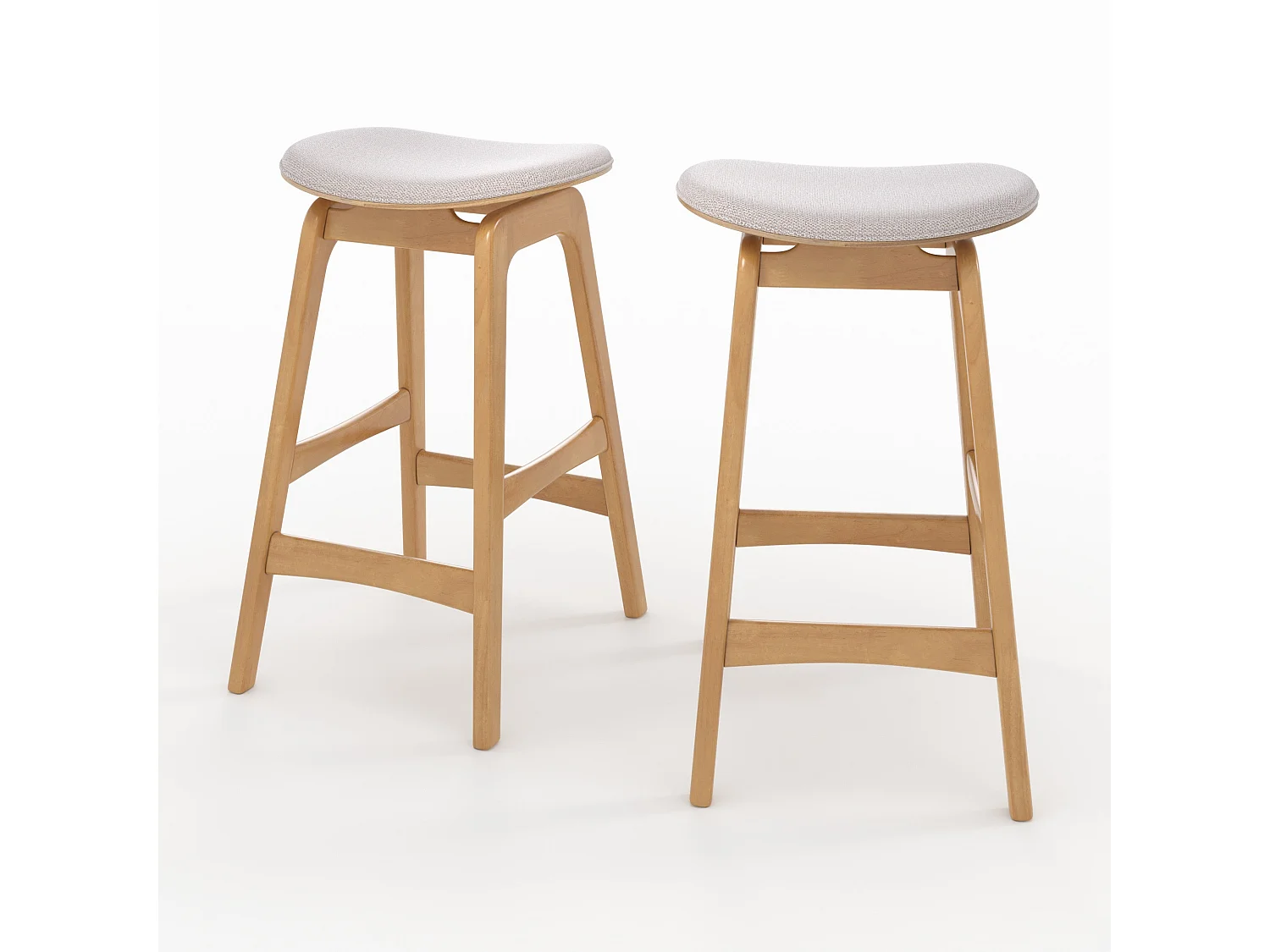 Set di 2 sgabelli per isola centrale 65,5 cm in legno e tessuto beige - Jude