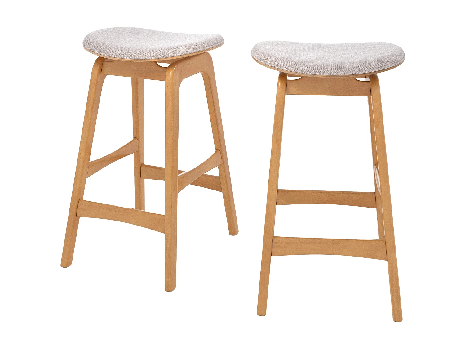 Lot de 2 tabourets pour îlot central 65,5 cm en bois et tissu beige - Jude