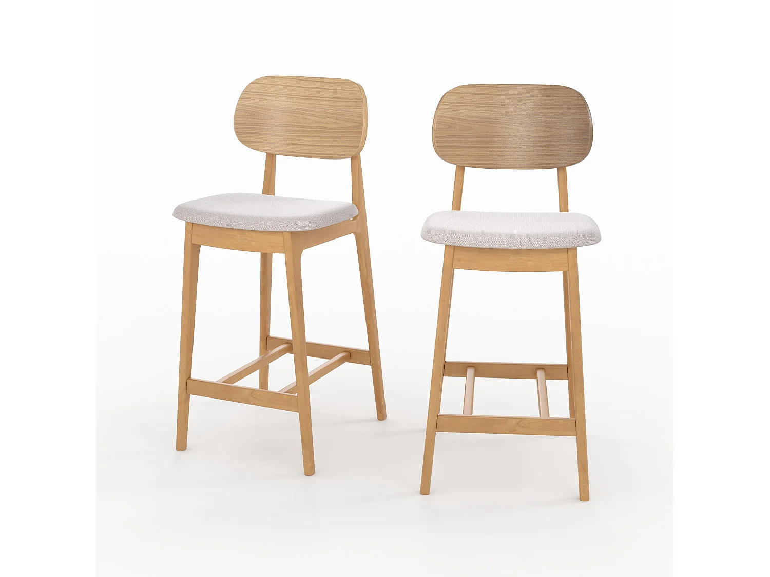 Set di 2 sedie da bar per isola centrale 66 cm legno e tessuto bouclé - Charlize