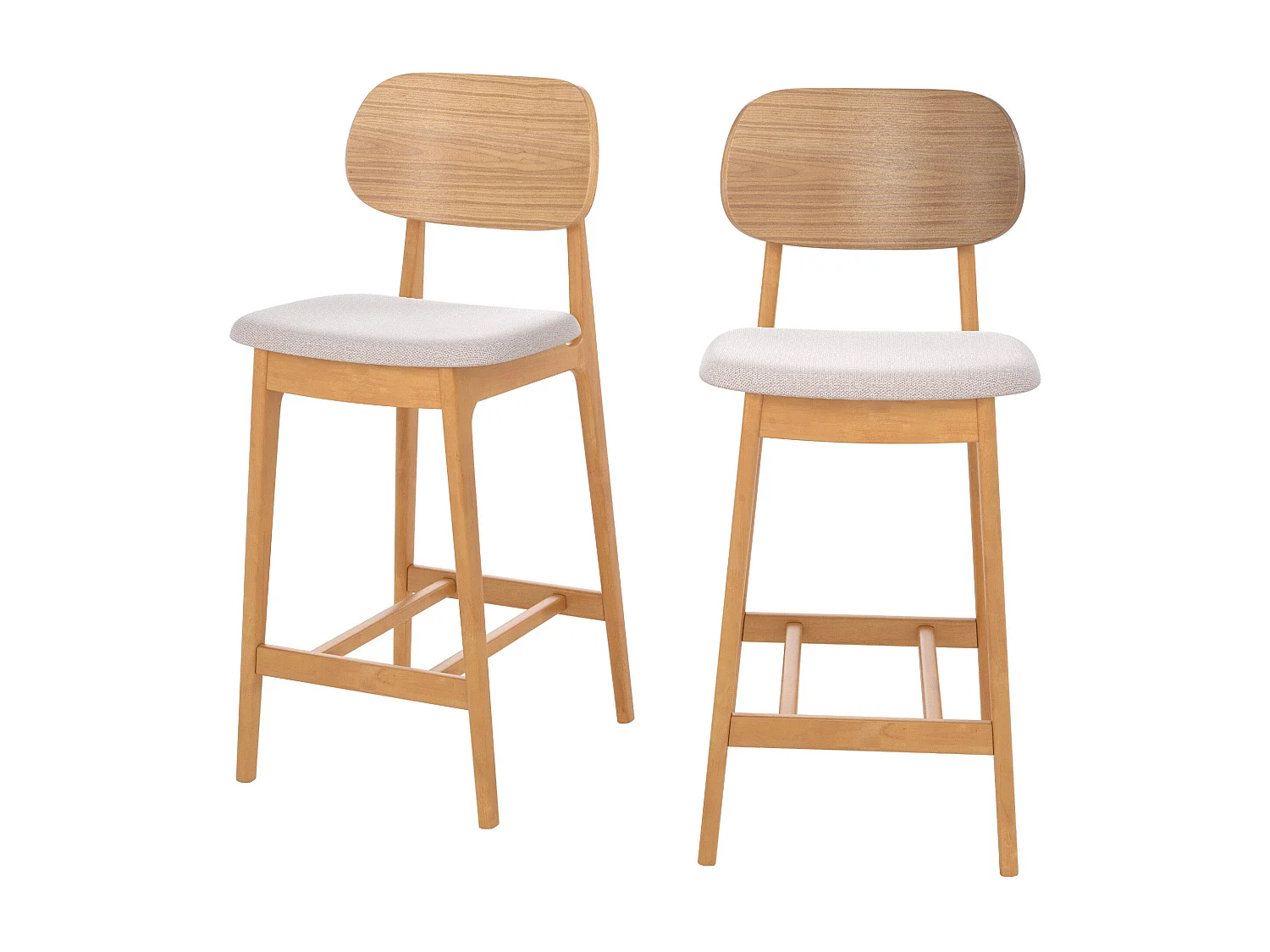 Set de 2 sillas para isla central en madera y tela beige 66 cm - Charlize