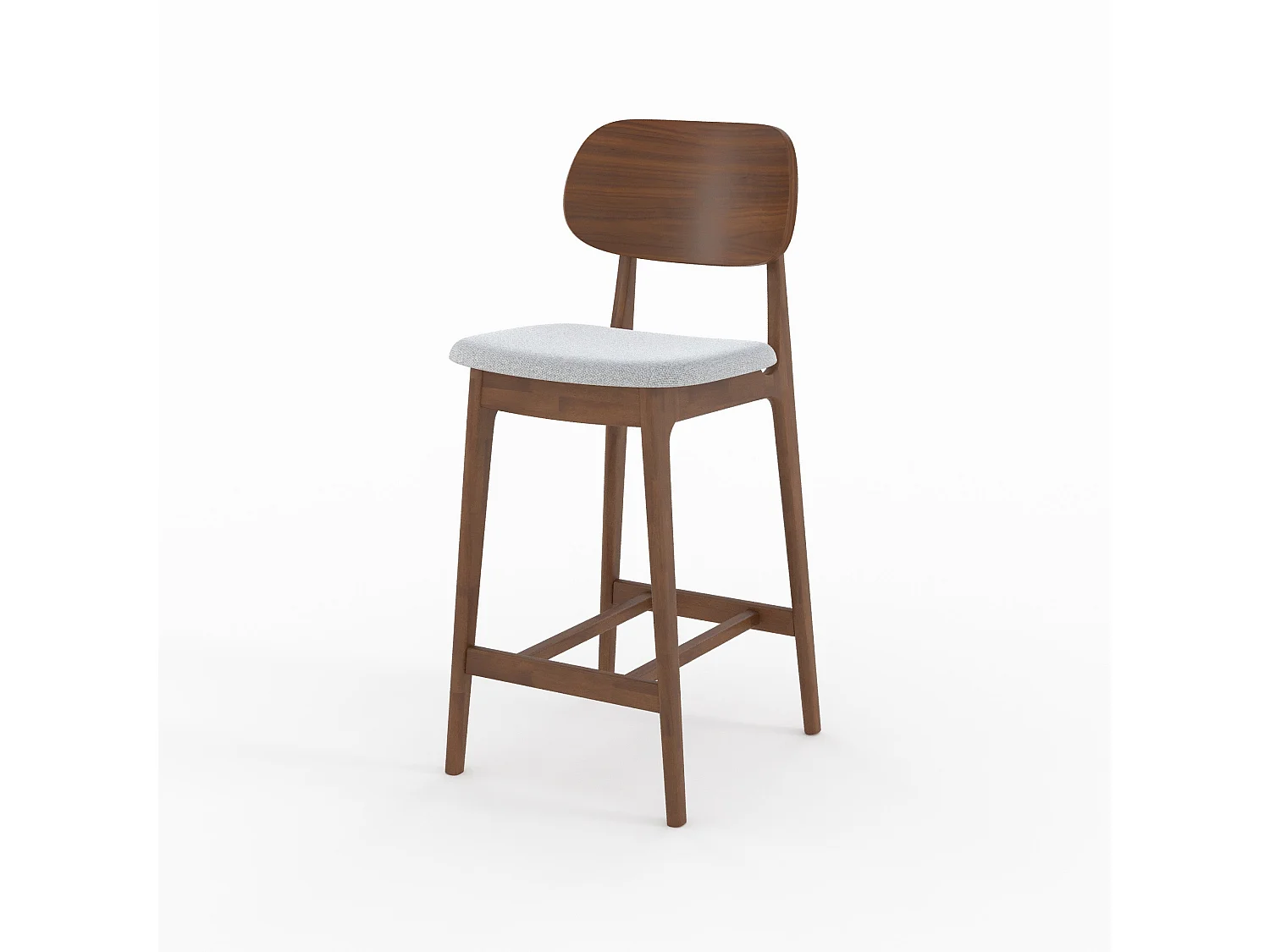 2er-Set Stühle für Kücheninsel 66 cm aus Holz und grauem Stoff - Charlize