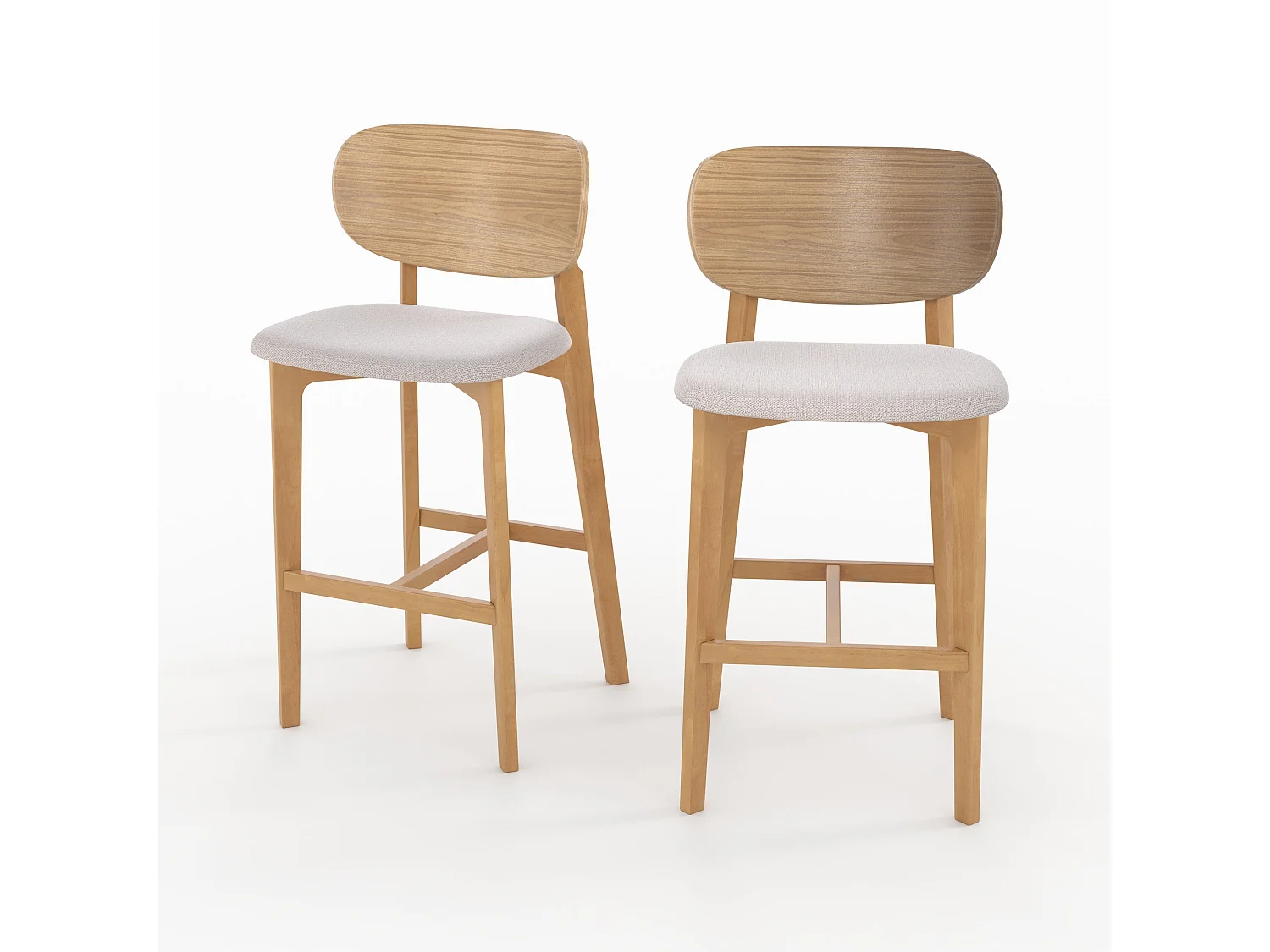 Set di 2 sedie per isola centrale 66 cm in legno e tessuto beige - Aria