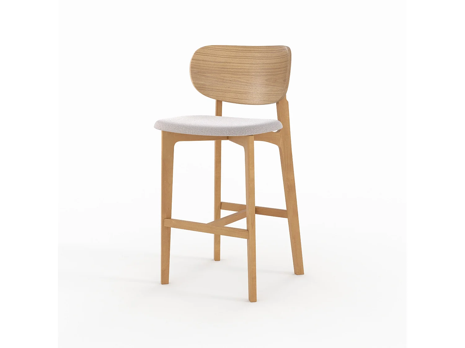Set de 2 sillas para isla central en madera y tela beige 66 cm - Aria