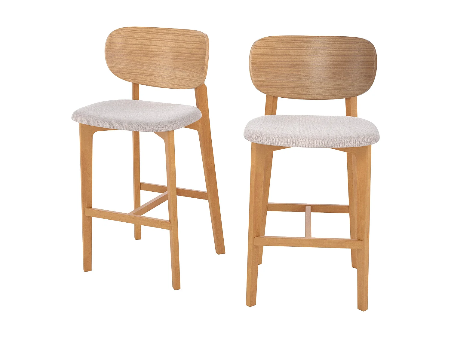 Set de 2 sillas para isla central en madera y tela beige 66 cm - Aria