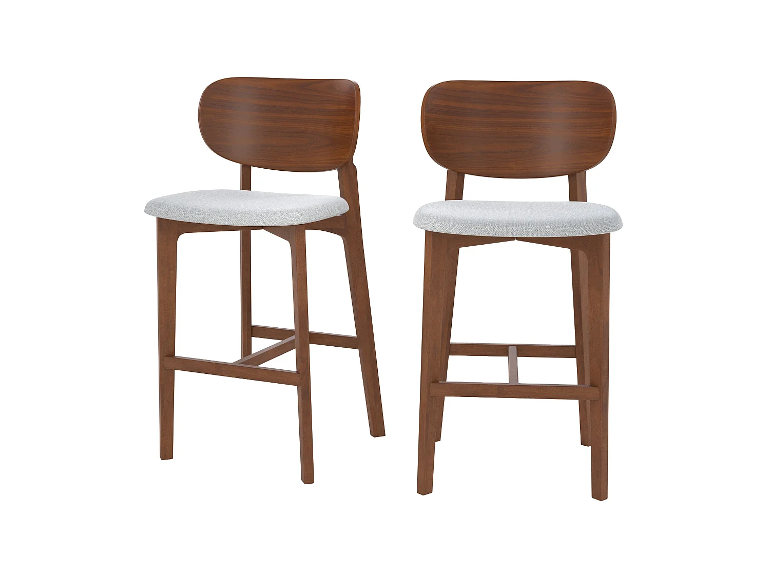 Set de 2 sillas para isla central en madera y tela gris 66 cm - Aria